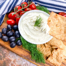 Whipped Feta Dip with Black Olives and Cherry Tomatoes | Amazing Appetizer